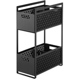 Yamazaki Yamazaki Keukenrek met Manden 2 niveaus - Tower - Black Yamazaki Yamazaki Keukenrek met Manden 2 niveaus - Tower - Black