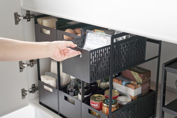 Yamazaki Yamazaki Keukenrek met Manden 2 niveaus - Tower - Black Yamazaki Yamazaki Keukenrek met Manden 2 niveaus - Tower - Black