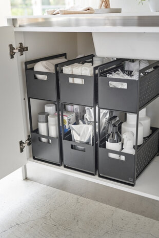 Yamazaki Yamazaki Keukenrek met Manden 2 niveaus - Tower - Black Yamazaki Yamazaki Keukenrek met Manden 2 niveaus - Tower - Black