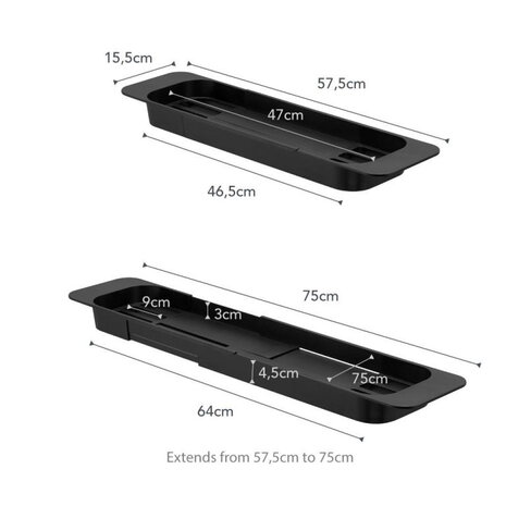 Yamazaki Yamazaki Uitschuifbaar Badrek - Tower - black Yamazaki Yamazaki Uitschuifbaar Badrek - Tower - black