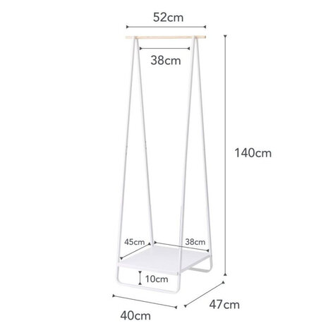 Yamazaki Yamazaki Kledingrek 2.0 met Plank - white Yamazaki Yamazaki Kledingrek 2.0 met Plank - white