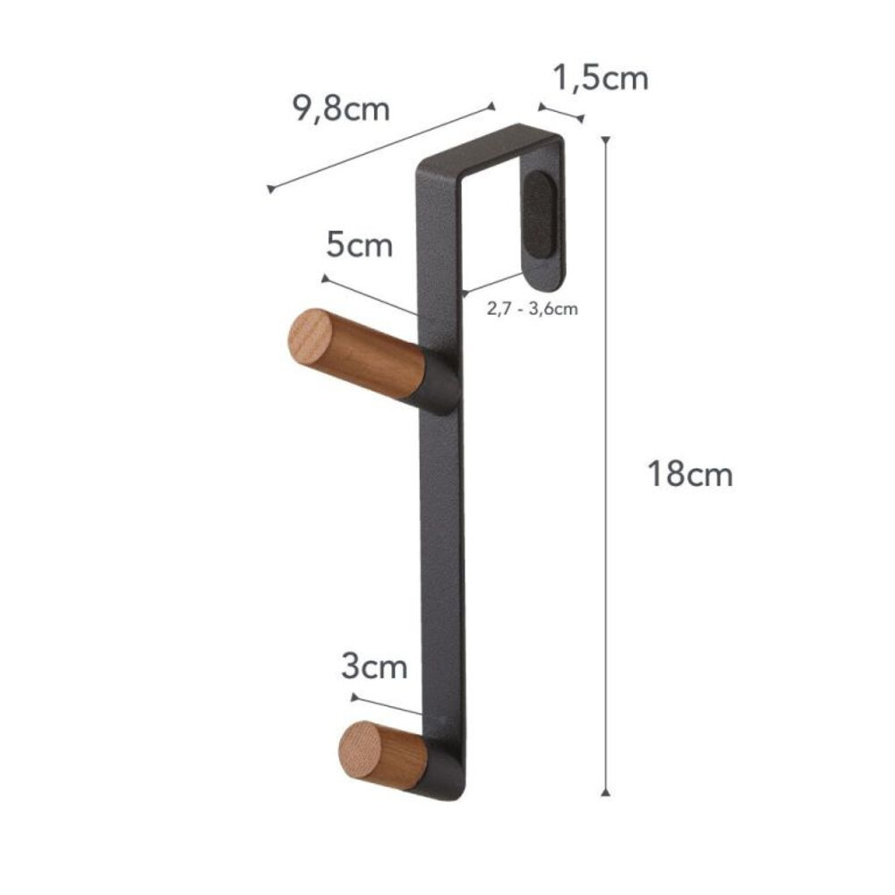 Yamazaki Yamazaki Kapstok voor over de deur - Tower - black Yamazaki Yamazaki Kapstok voor over de deur - Tower - black