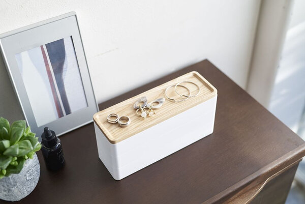 Yamazaki Yamazaki Sieradendoos 3 niveaus en deksel - Rin - White Yamazaki Yamazaki Sieradendoos 3 niveaus en deksel - Rin - White