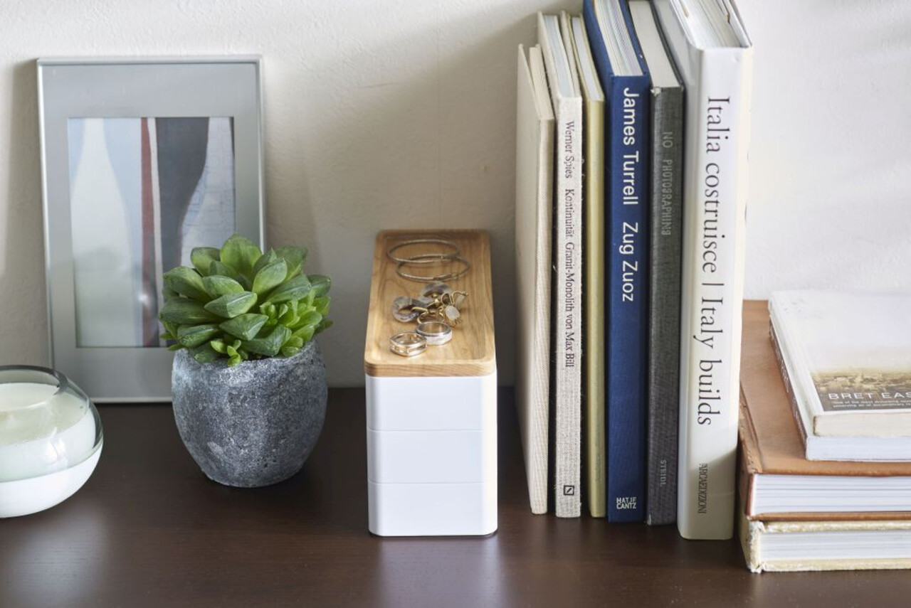 Yamazaki Yamazaki Sieradendoos 3 niveaus en deksel - Rin - White Yamazaki Yamazaki Sieradendoos 3 niveaus en deksel - Rin - White