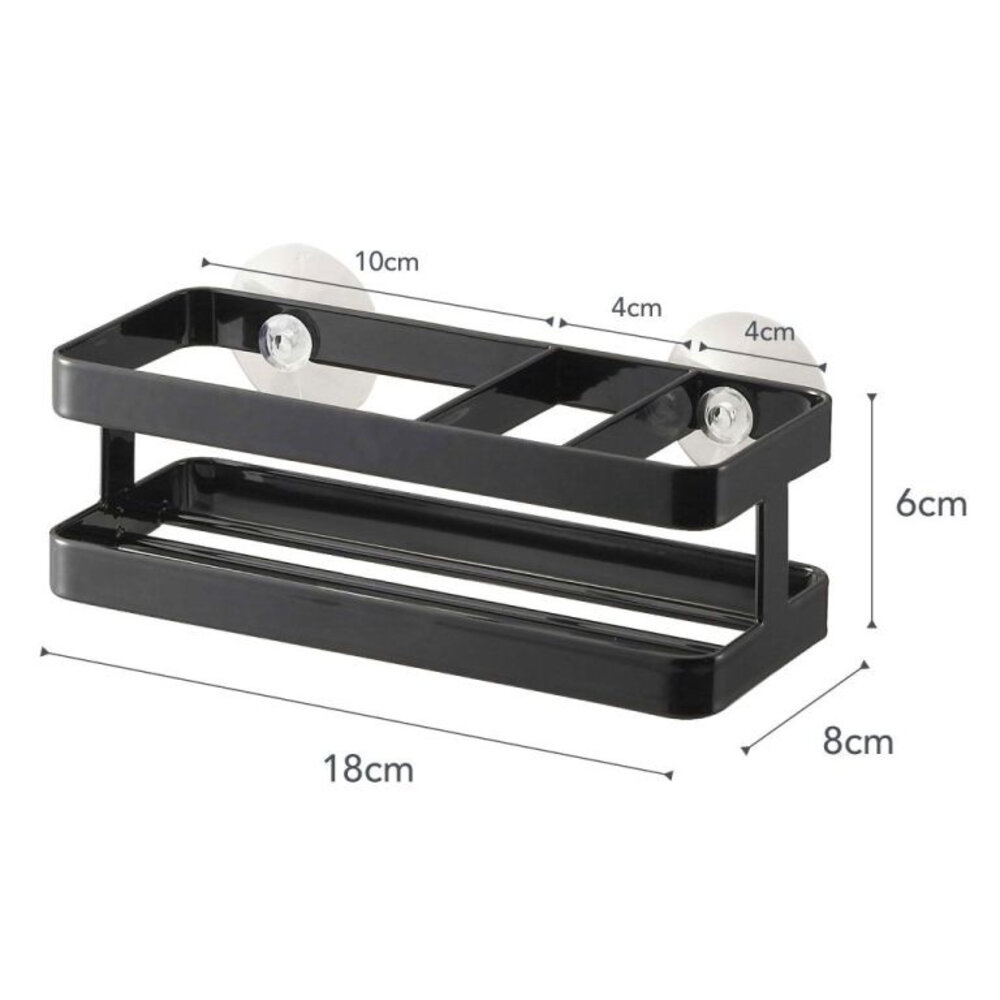 Yamazaki Yamazaki Fles- & Sponshouder Gootsteen met Zuignap - Tower - Black