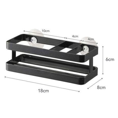 Yamazaki Yamazaki Fles- & Sponshouder Gootsteen met Zuignap - Tower - Black