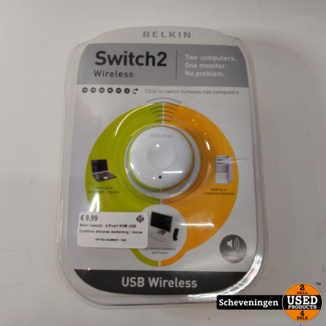 Belkin Switch2 - 2-Poort KVM USB Draadloos afstands bediening | Nieuw