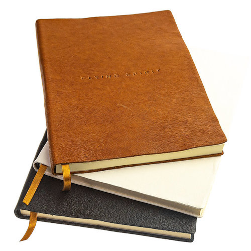 Clairefontaine Flying Spirit a5 lined leather notebook - White