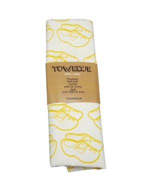 Toweltje Theedoek geel klompen