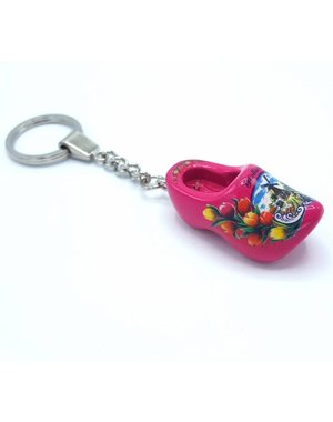 Holzschuh Schlüsselring 1 Clog Fuchsia