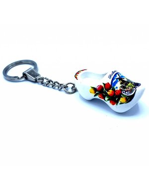 Holzschuh Schlüsselanhänger 1 Schuh Weiß