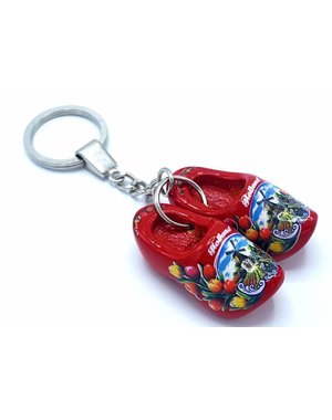 Woodenshoe keyhanger 2 shoes Red