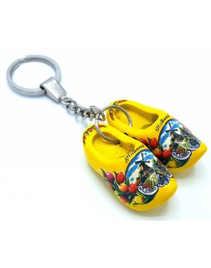 Woodenshoe keyhanger 2 shoes Yellow