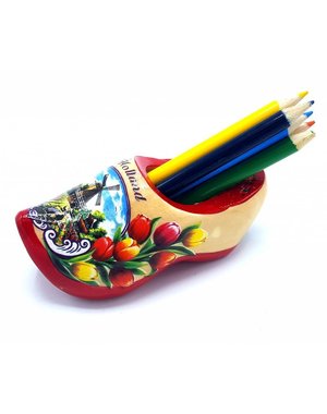 Bleistift Clogs mit 6 Stiften Rote Sohle