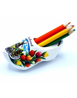 Bleistift Clogs mit 6 Stiften Weiß