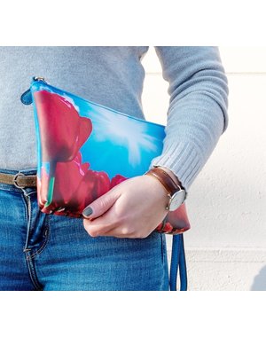 Celdes Schoudertas/purse rode tulpen genieten van de zon