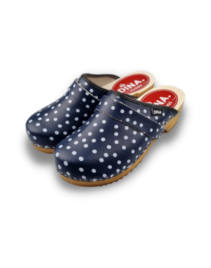 DINA Schwedische Clogs blau mit Punkten