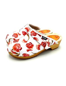 DINA Swedish clogs with red tulip - Dina clogs -