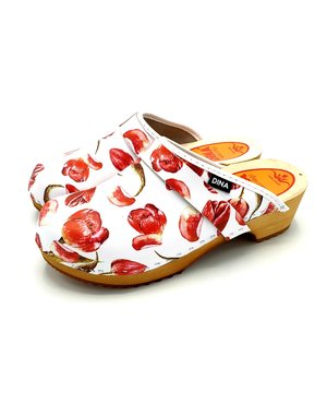DINA Swedish clogs with red tulip - Dina clogs -
