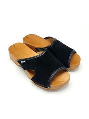 DINA Sandalen mit Holzsohle, schwarzes Wildleder - Dina