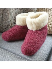 DINA Wool indoor slippers high model red/white