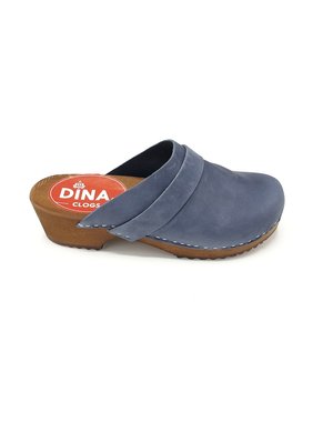 DINA Clogs Dina blau mit Nubukleder