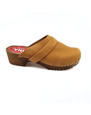 DINA Dina clogs cognac with nubuck leather
