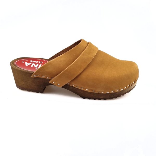 DINA Dina Clogs Cognac mit Nubukleder