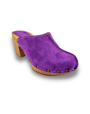 DINA Purple high heel suede clogs @Dina
