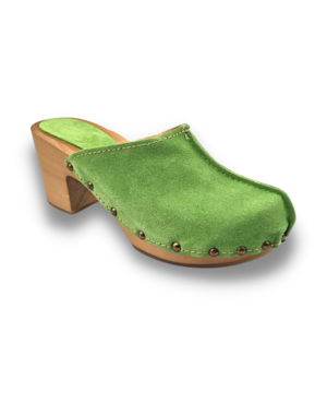 DINA Green high heel suede clogs @Dina