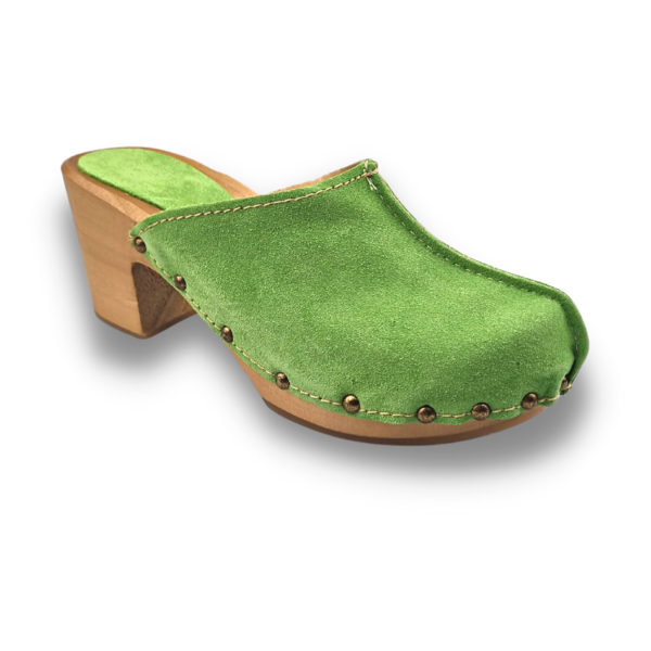 DINA Grüne Wildleder-Clogs mit hohem Absatz @Dina