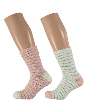 Home Socken 2 Paar Onesize Damen rosa/weiß gestreift
