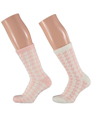 Home Socken 2 Paar Onesize Damen Chenille rosa/weiß