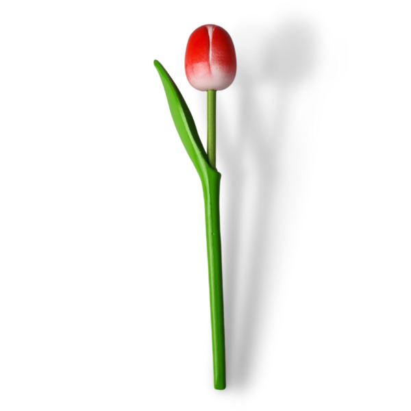 Wooden tulip red w/white 33cm