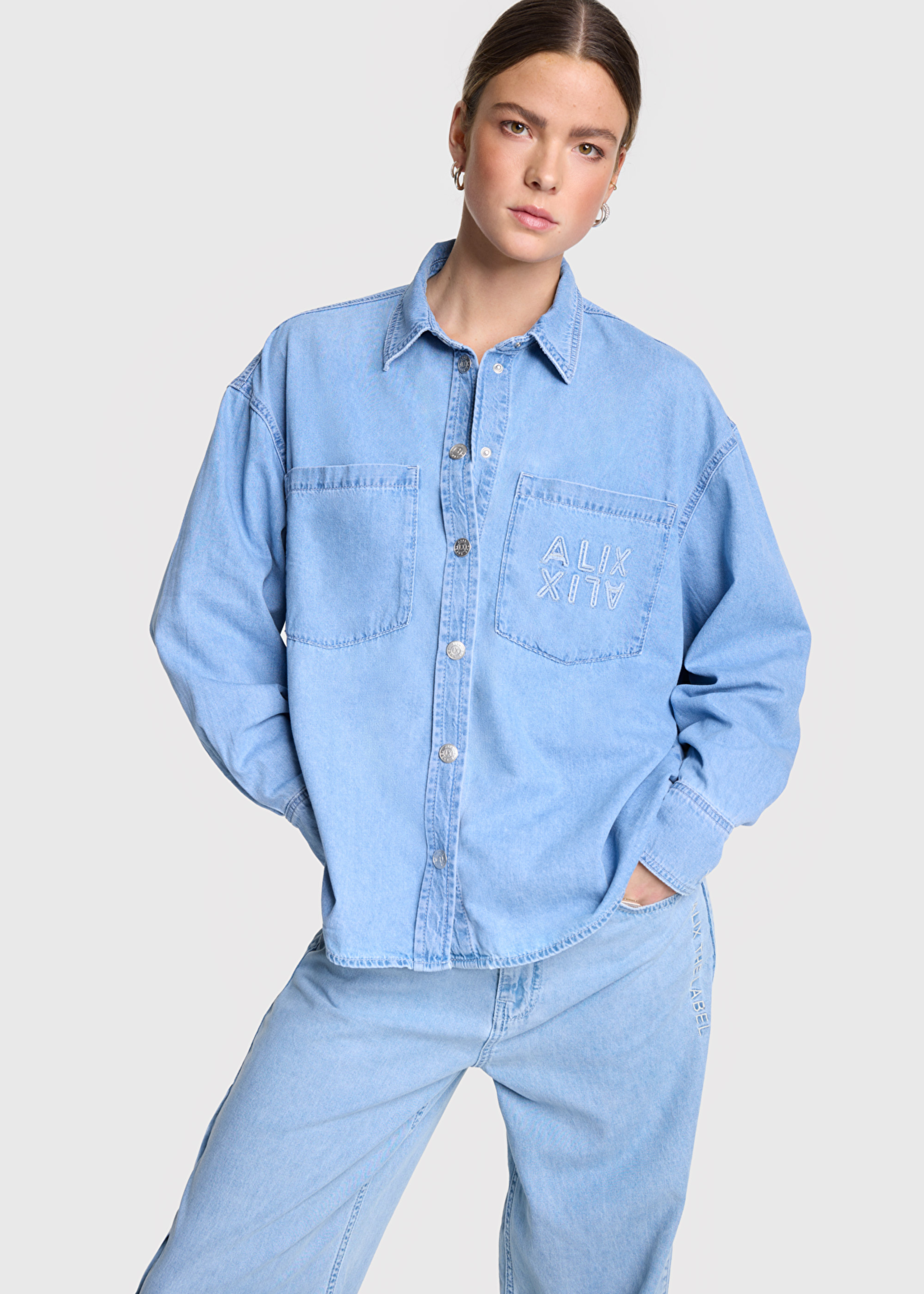 Alix The Label Alix the Label Woven Chambray Denim Blouse