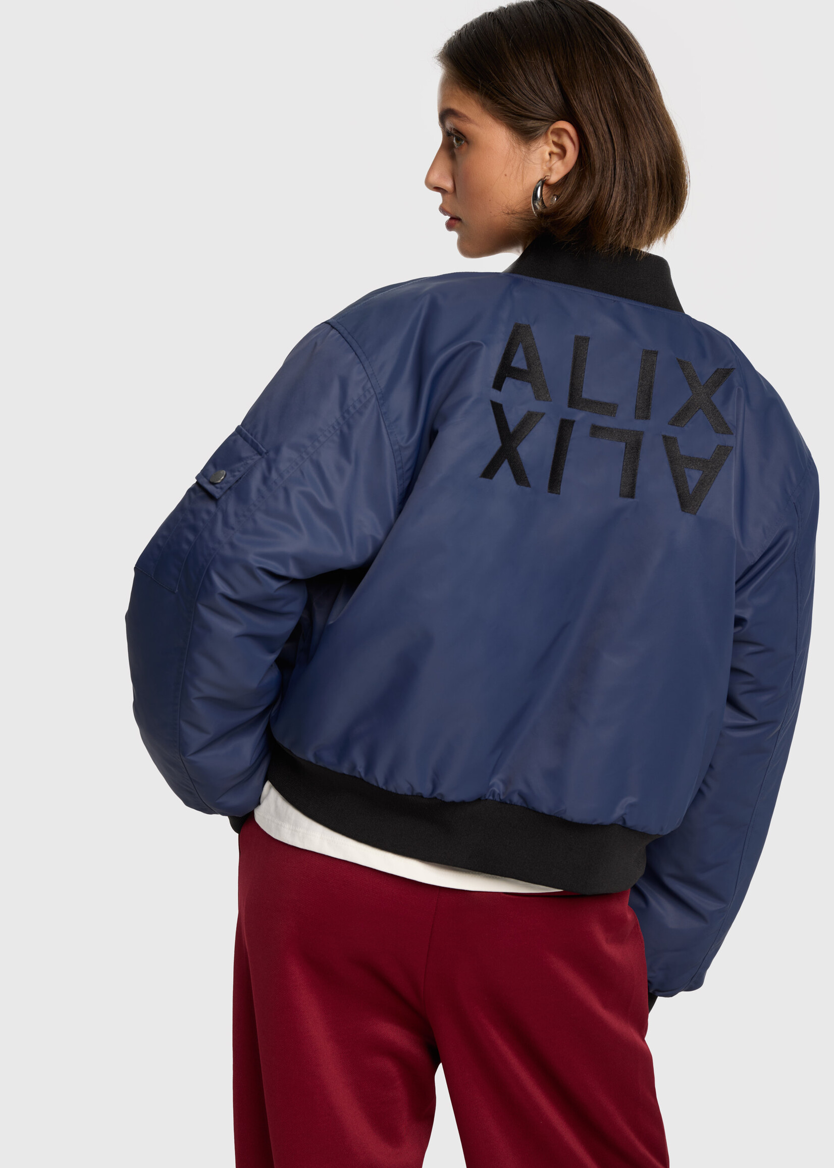 Alix The Label woven heavy nylon bomber