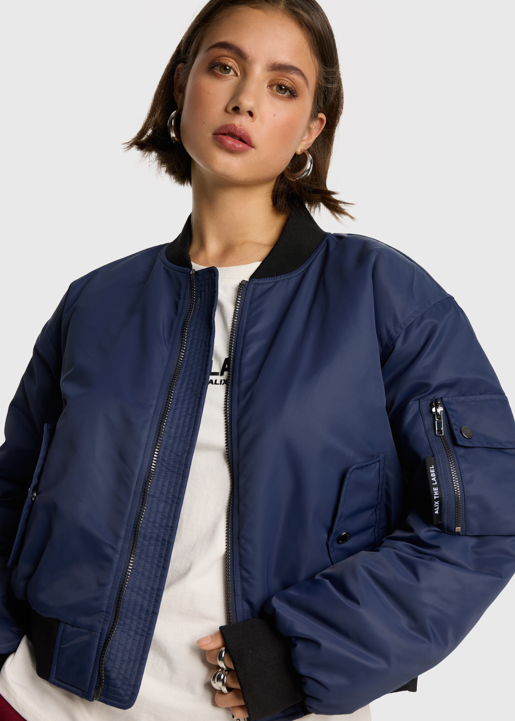 Alix The Label woven heavy nylon bomber
