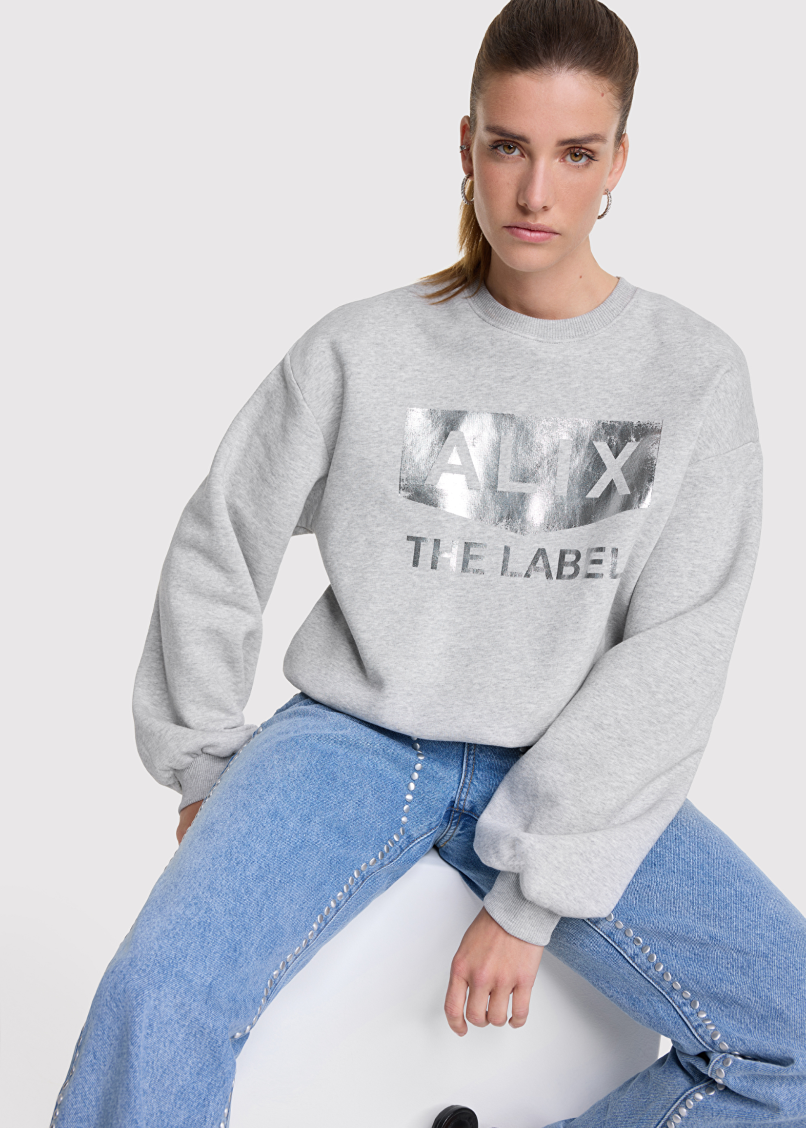 Alix The Label Ladies Knitted Foil Logo Sweater