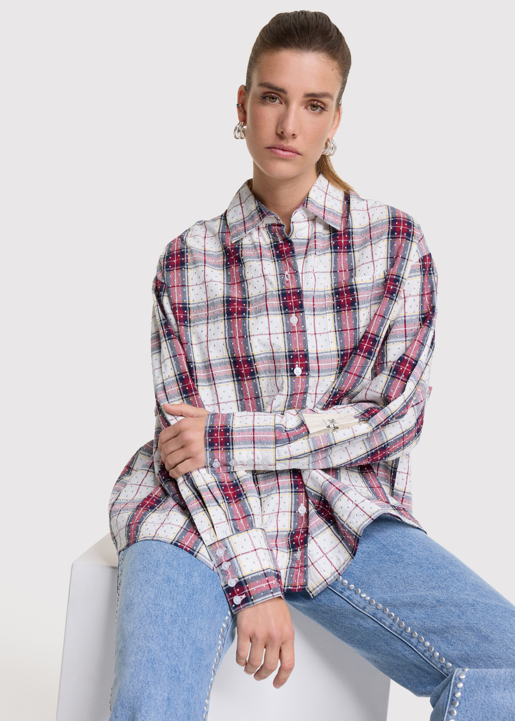 Alix The Label Ladies Woven Studded Oversized Blouse