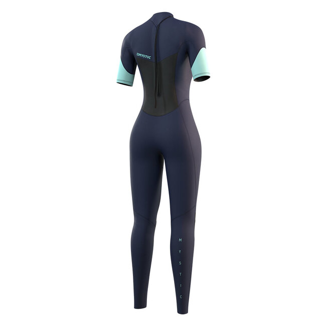 MYSTIC Brand Shortarm 3/2mm Backzipip Flat Donker Blauw