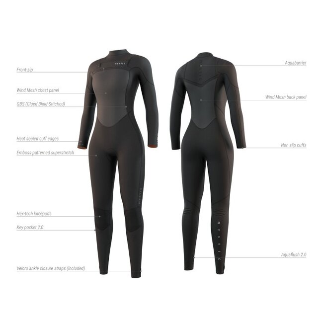 MYSTIC Wetsuit Gem 5/4 Front Zip Zwart