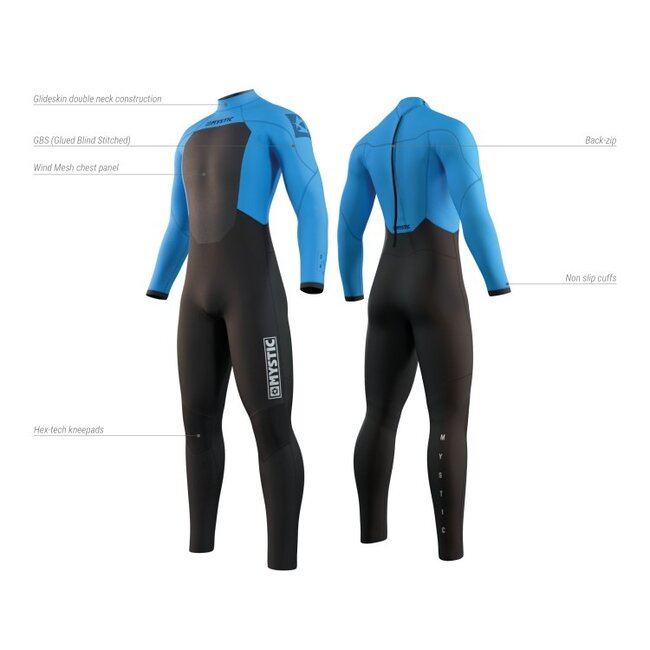 MYSTIC Star Wetsuit 4/3mm Backzipip Blauw