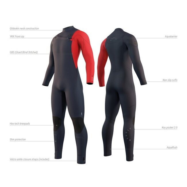 MYSTIC Marshall Wetsuit 4/3mm Frontzip Zwart