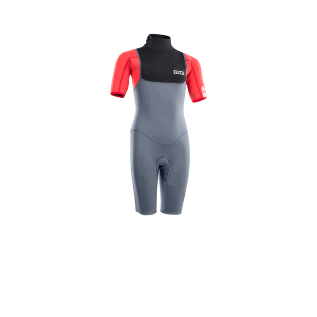 ION Petture 2/2 Shorty SS Backzip Staal Blauw/Rood