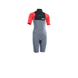 ION Petture 2/2 Shorty SS Frontzip Staal Blauw/Rood