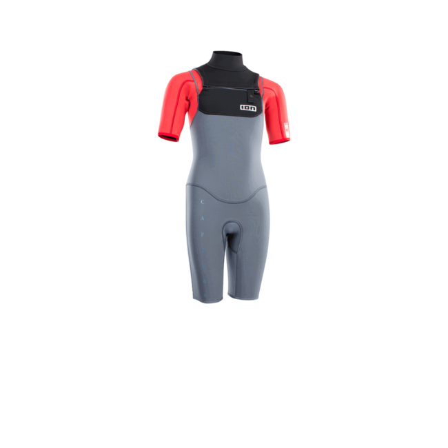 ION Petture 2/2 Shorty SS Frontzip Staal Blauw/Rood