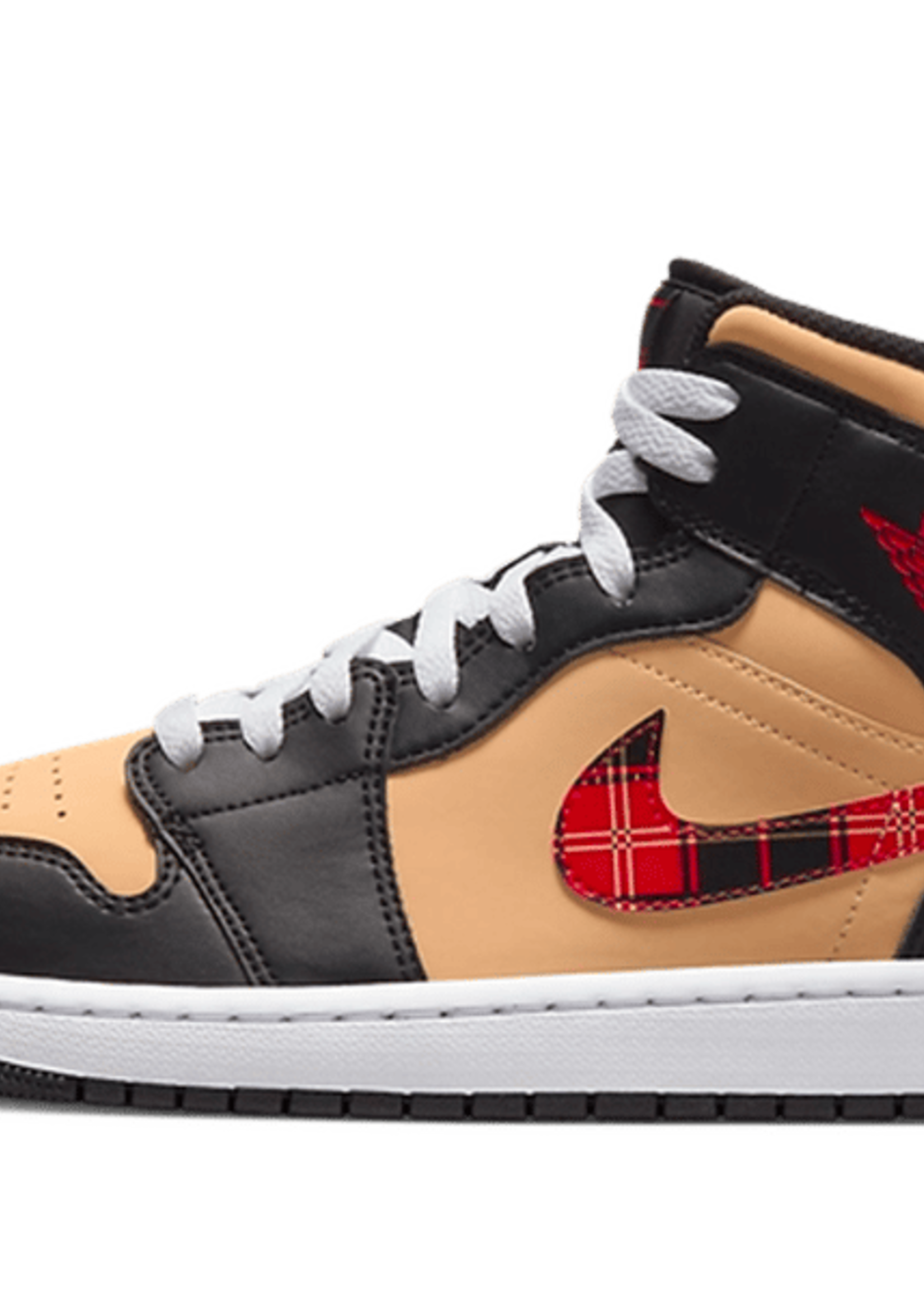 Nike Jordan 1 Mid Sesame Tartan Swoosh