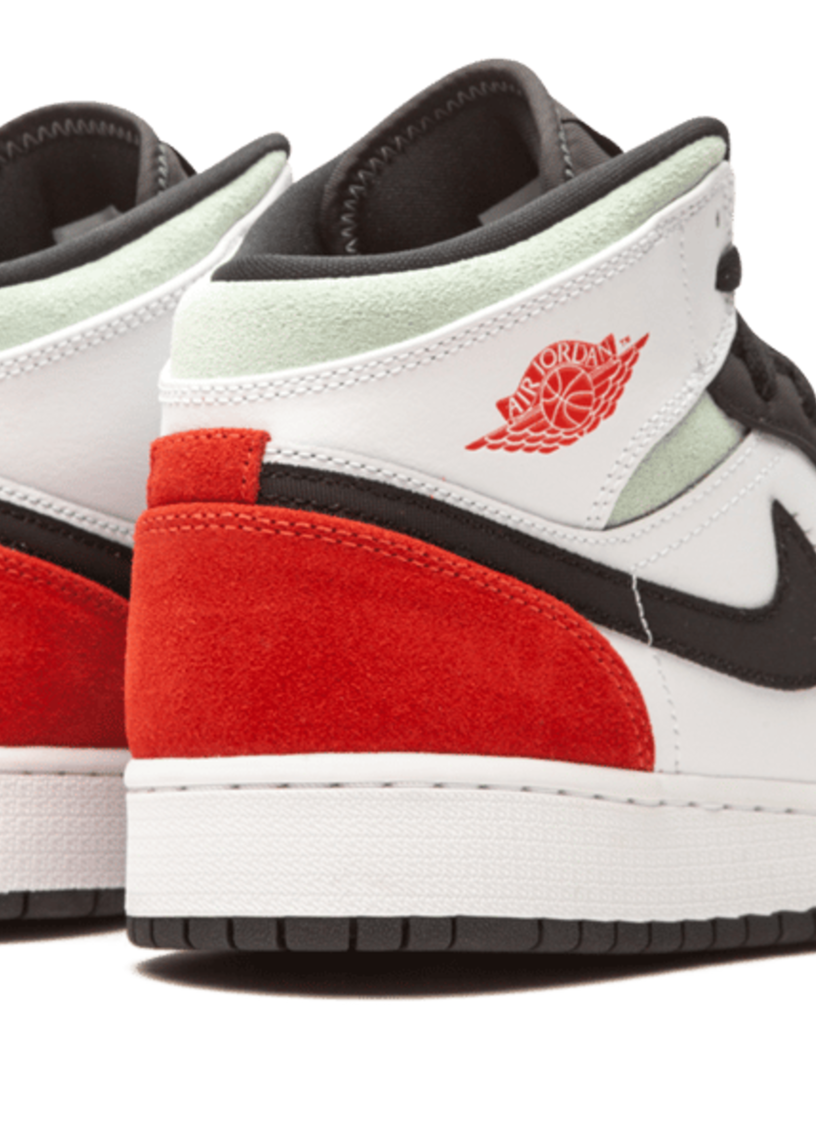 Nike Jordan 1 Mid SE White Black Red Spruce (gs)