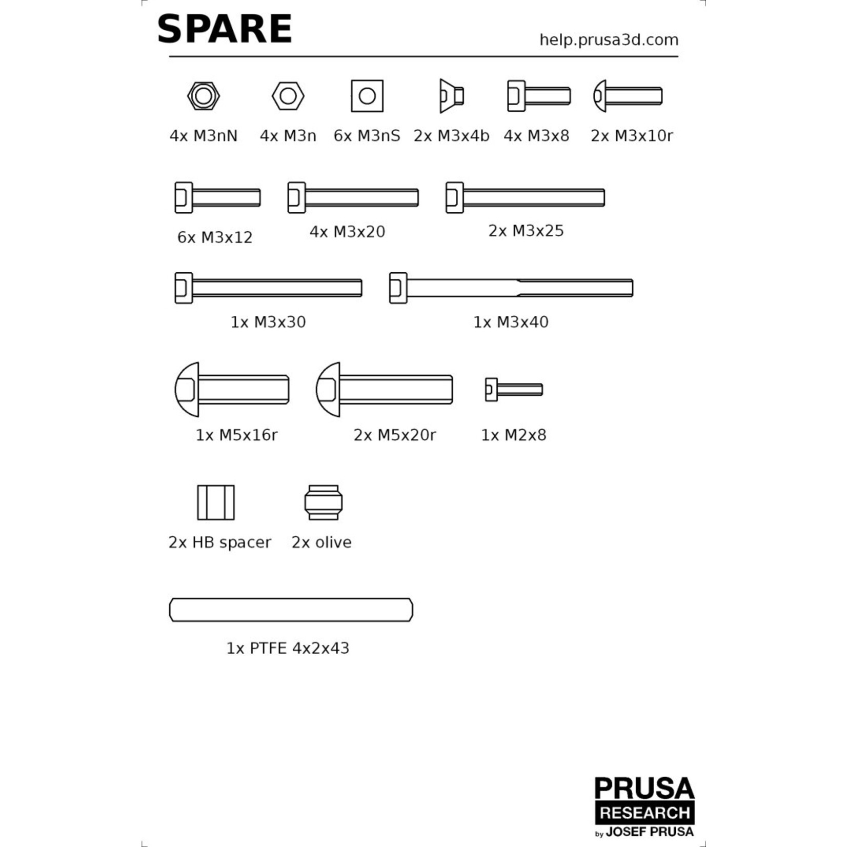 Prusa Research MINI+ Fasteners (spare bag)