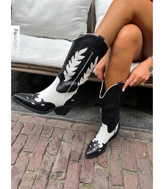 Cowboy Boots Black White